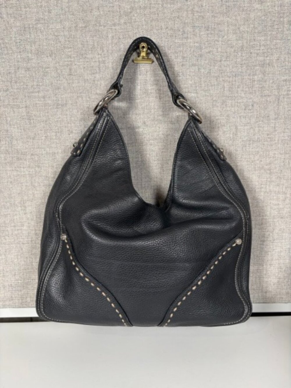 Francesco Biasia Black Leather Hobo Bag
